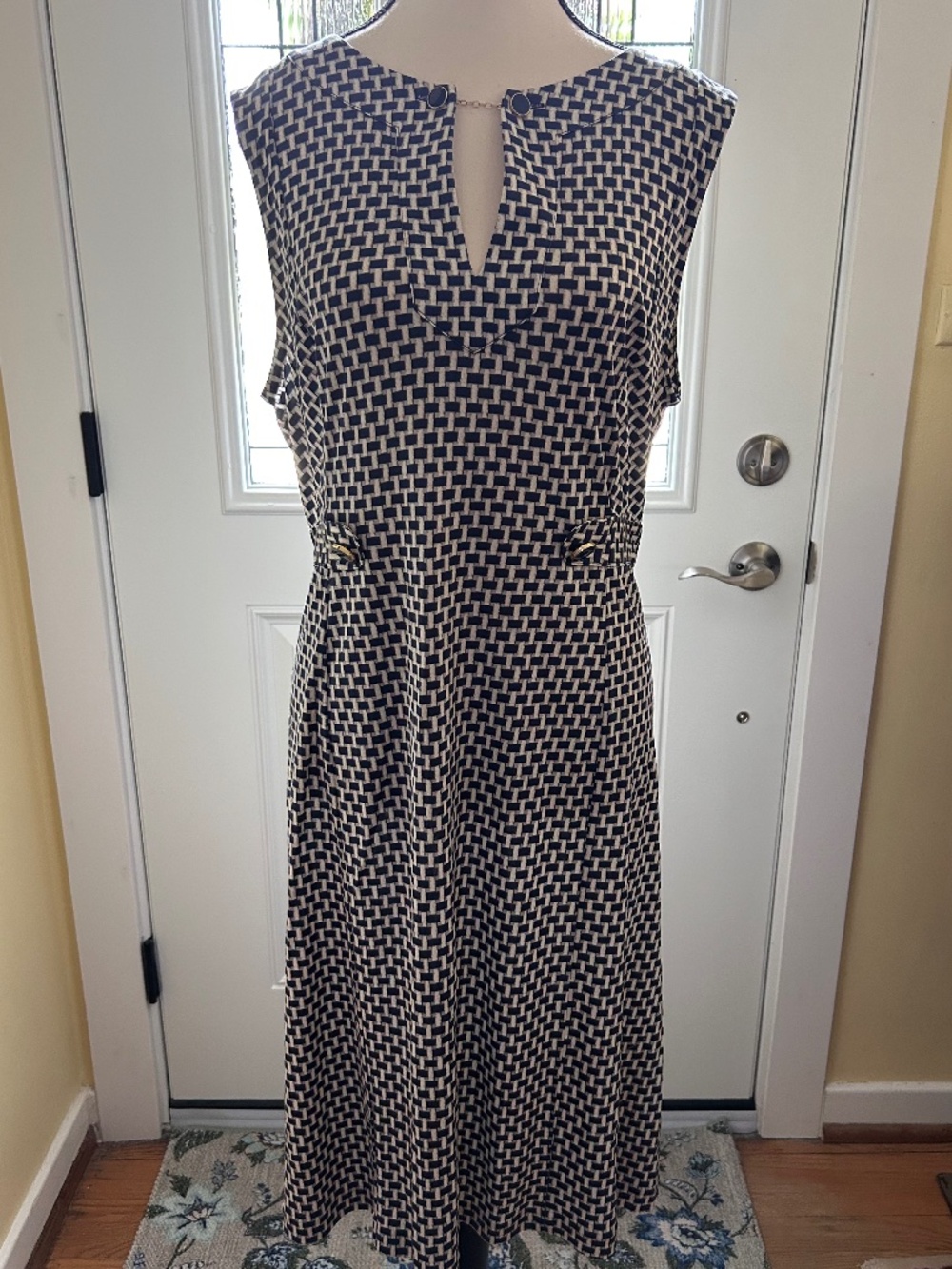 Tory Burch stretch silk navy and white dress size XL